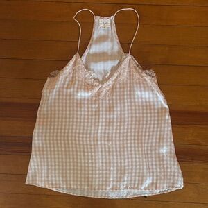 Pink Gingham Lace Trim Cami NYC Top